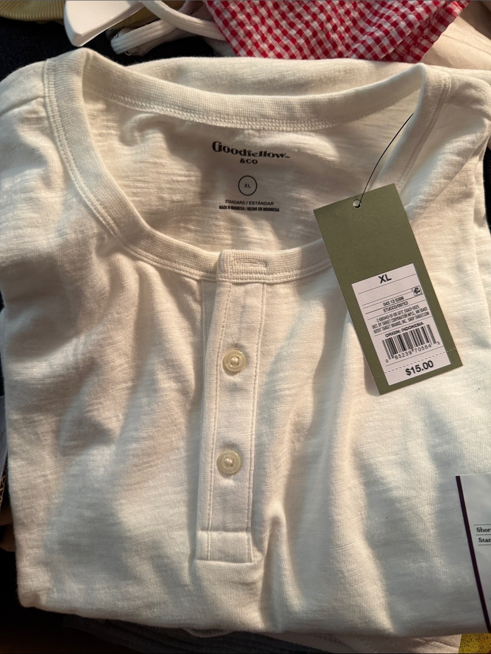 Goodfellow & Co Cream Henley Tee with Two-Button Placket